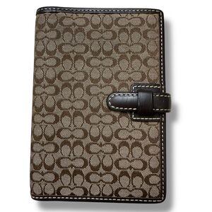 Coach Brown Canvas Leather Planner Address Book Passport Holder